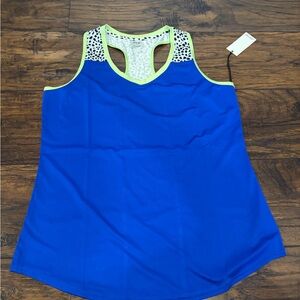 Jofit Royal Blue Racerback Tank with Neon Yellow Trim and Animal Print NWT